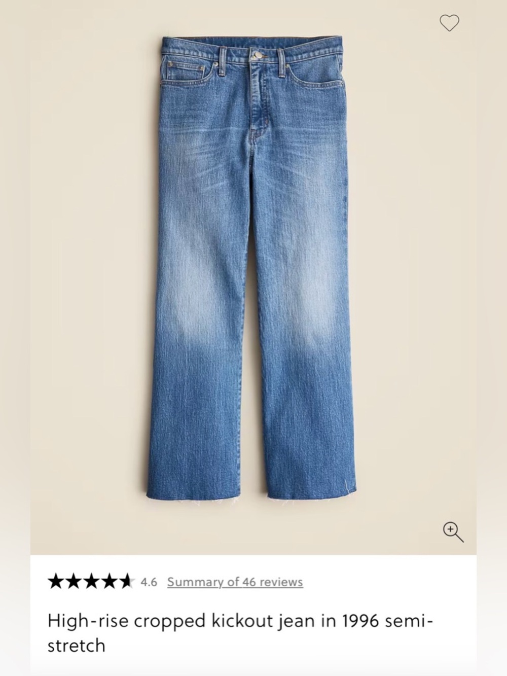 J. Crew Women's ‘96 Kick Out Light Blue Cropped Straight Jeans